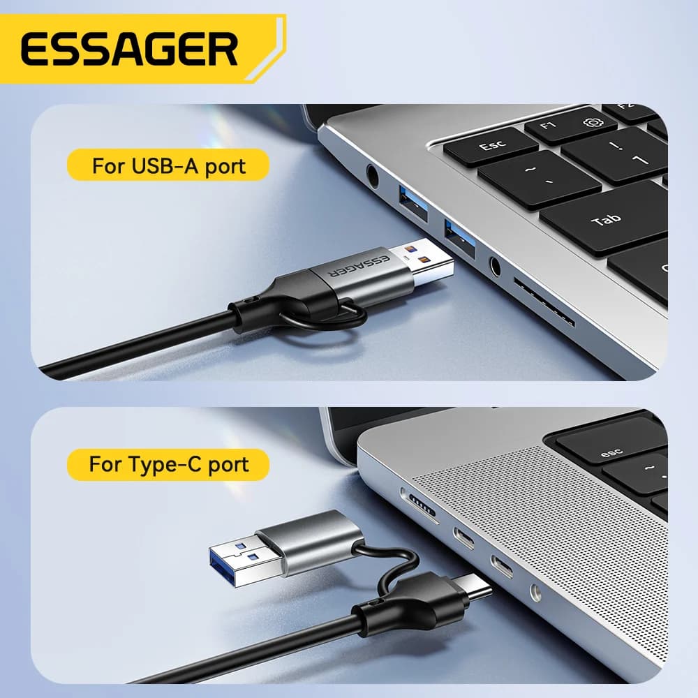 2-in-1 USB-A/Type-C to RJ45 Gigabit Ethernet Adapter
