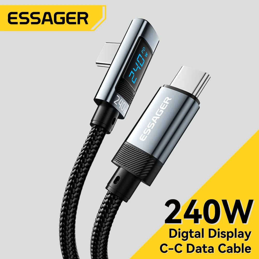 240W 90-Degree Angle USB-C to USB-C Cable