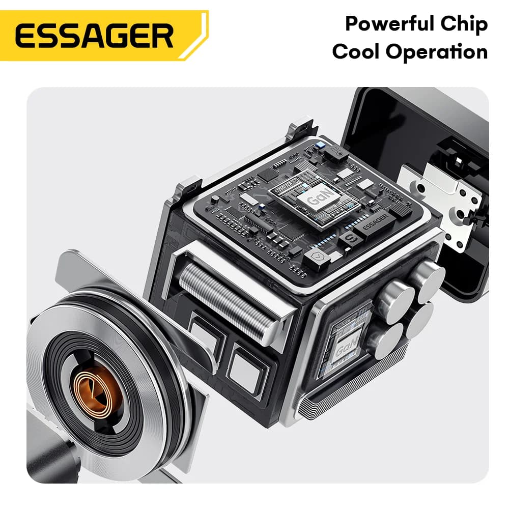65W GaN Charger with Retractable Cable