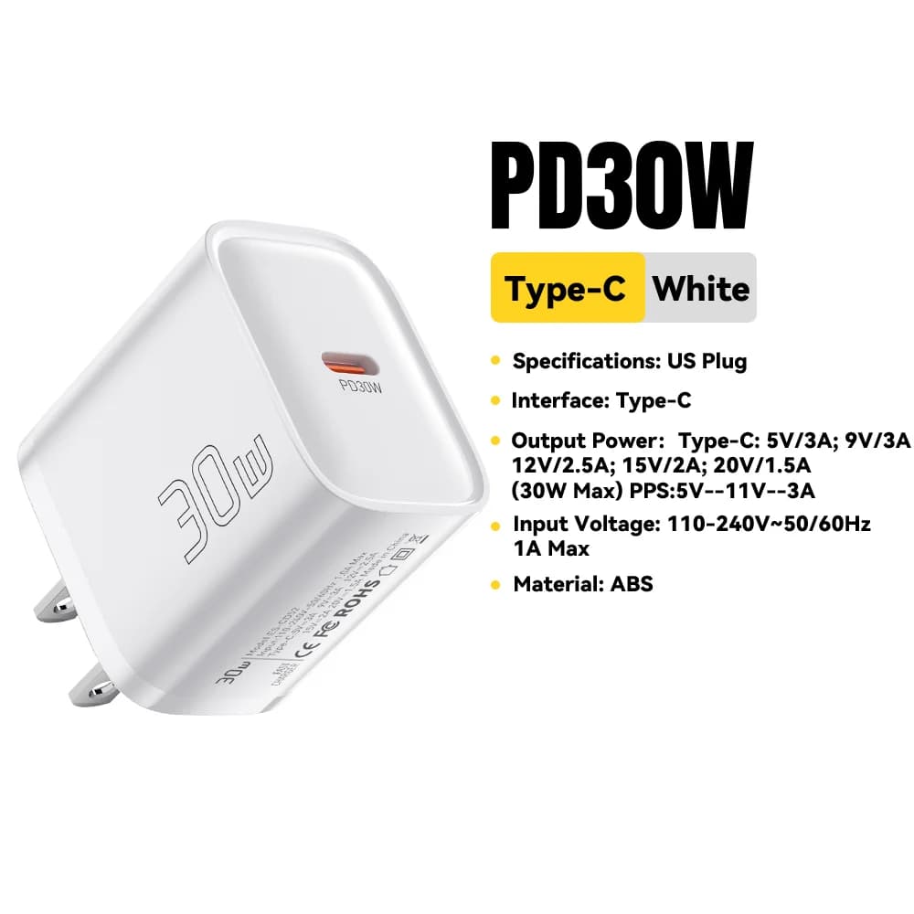 30W Mini USB-C PD Fast Charger