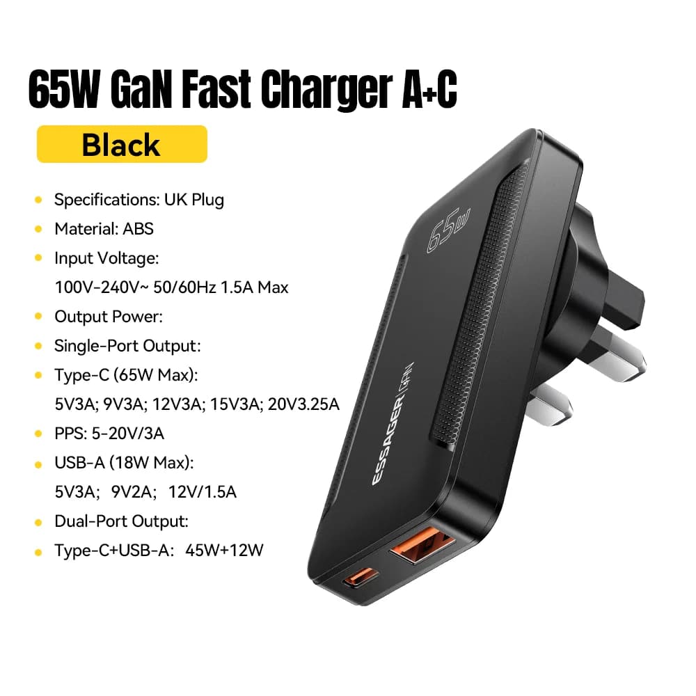 Ultra Thin 65W GaN Travel Charger with PD 3.0