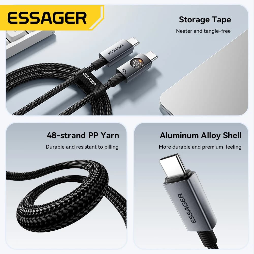100W USB-C to USB-C Cable with Digital Display
