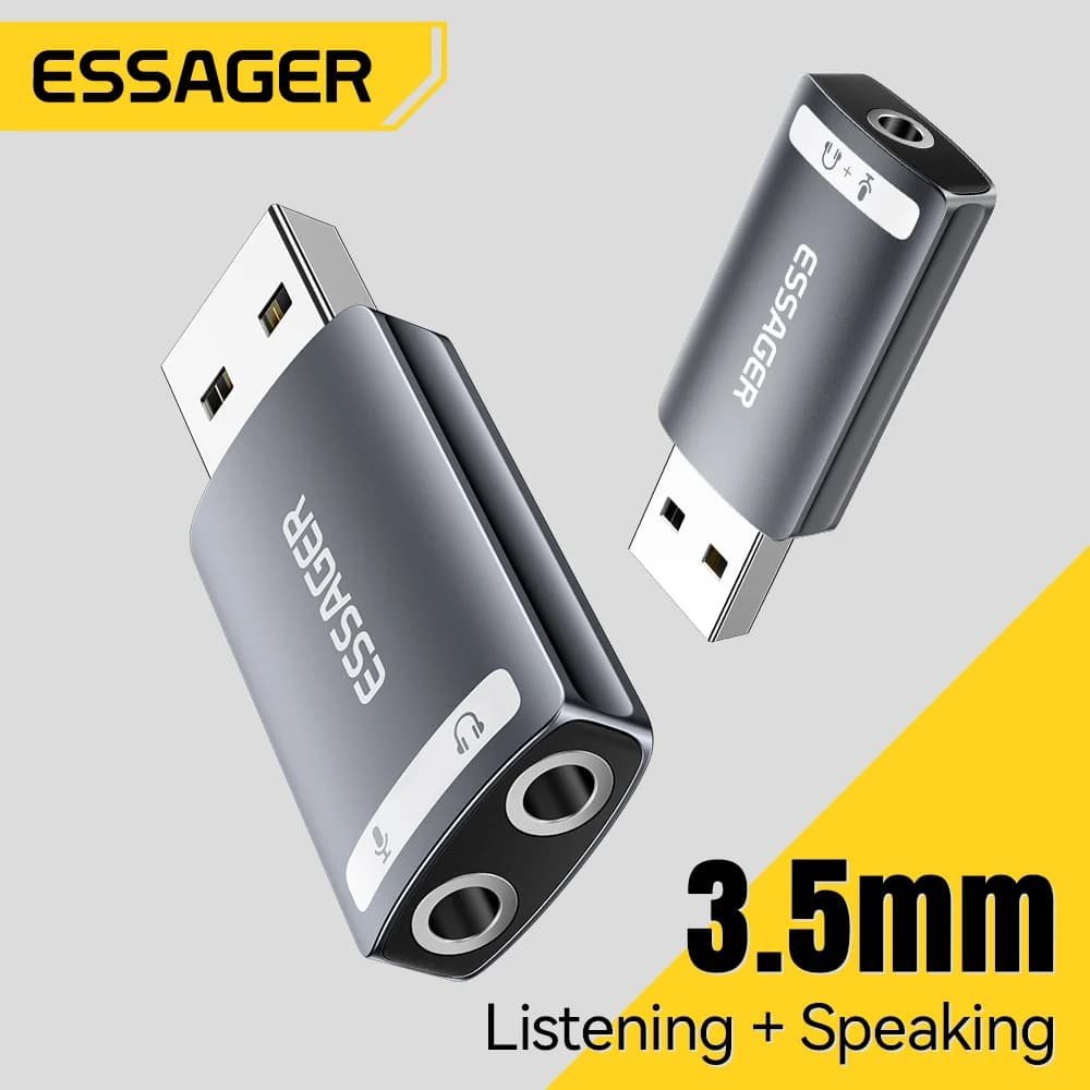 External USB Sound Card with 3.5mm Audio Adapter