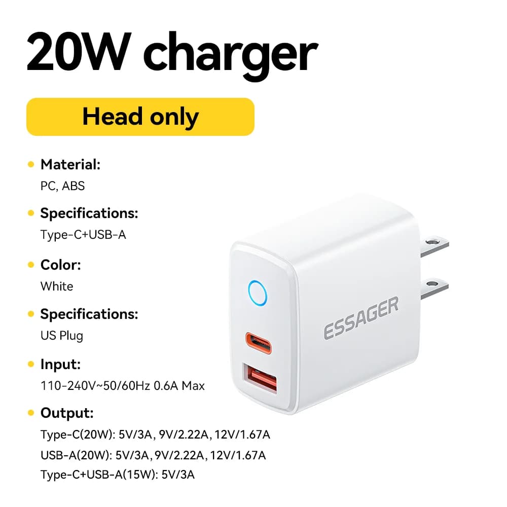 20W USB-C PD Fast Charger Set