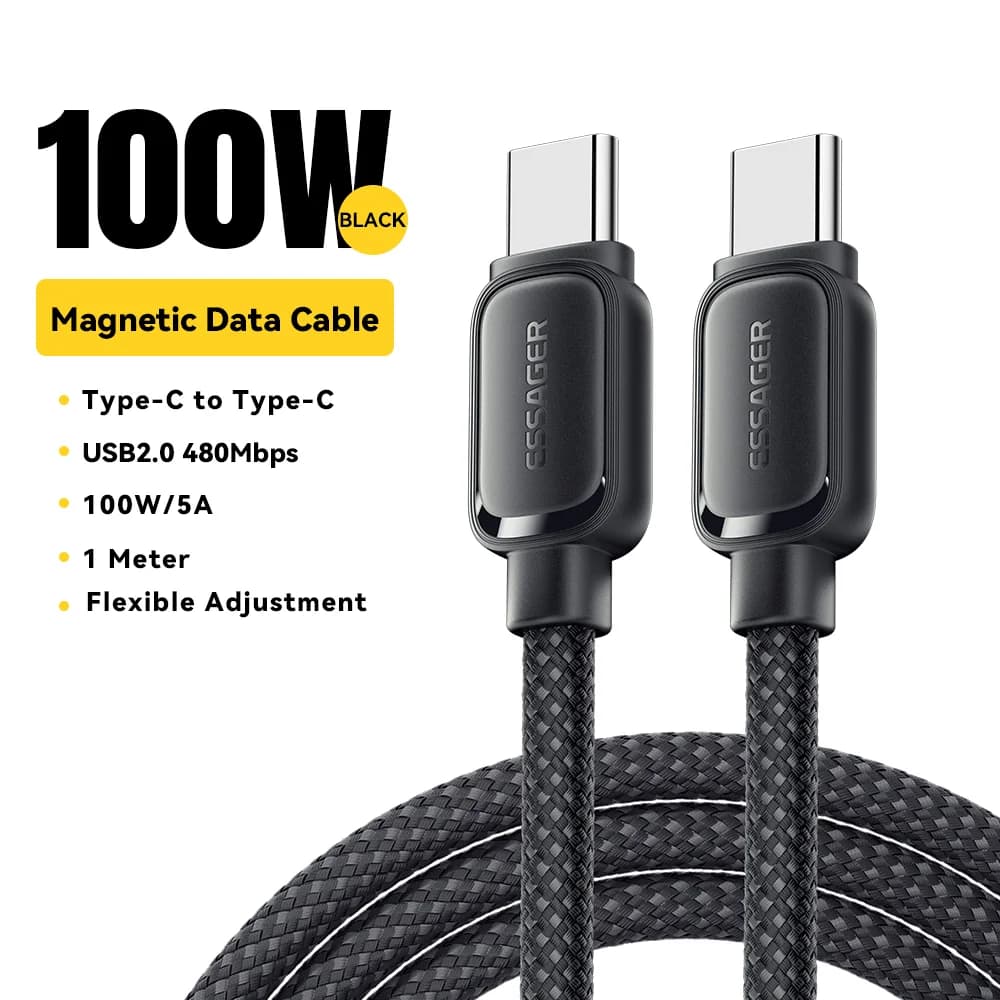 100W Magnetic Retractable USB-C to USB-C Cable