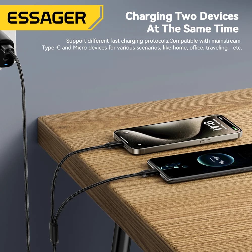 2-in-1 USB Type-C and Micro USB Fast Charging Cable
