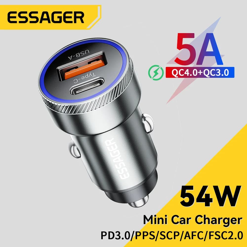 54W USB Car Charger with PD and QC 3.0