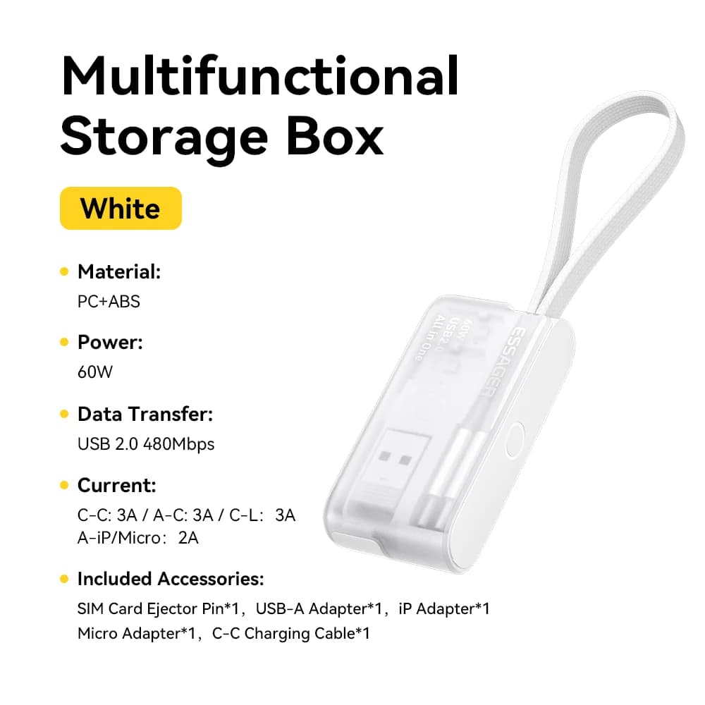 60W USB-C Data Cable Set with Travel Storage Box