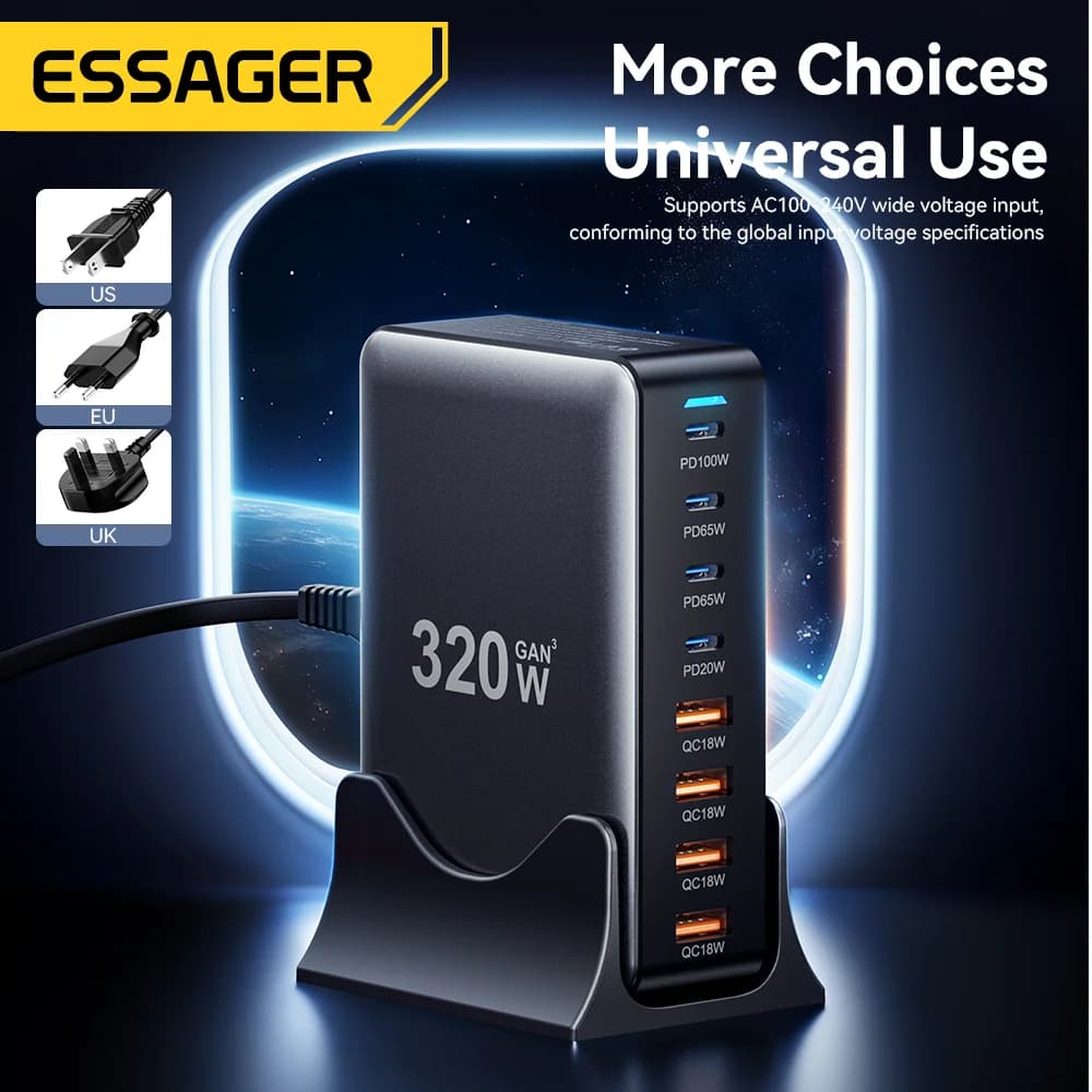 320W 8-Port GaN Desktop USB-C Charging Station