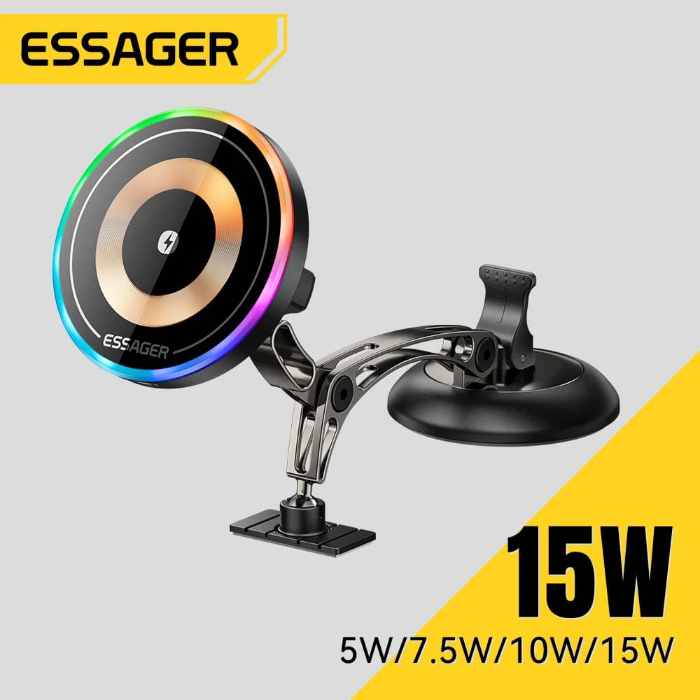 15W Magnetic Wireless Charger Car Mount with Rotation
