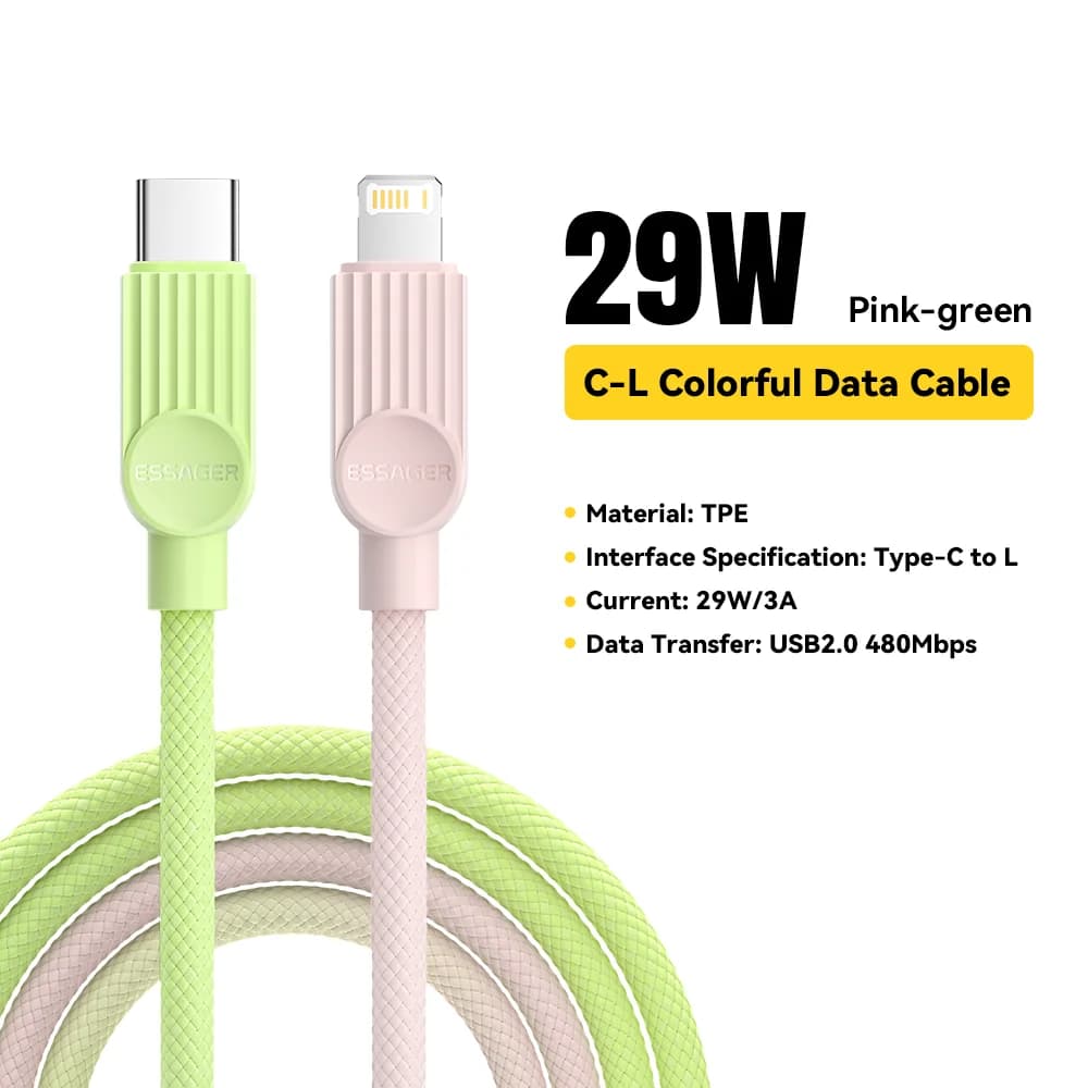 Colorful USB-C to Lightning Cable, 29W PD