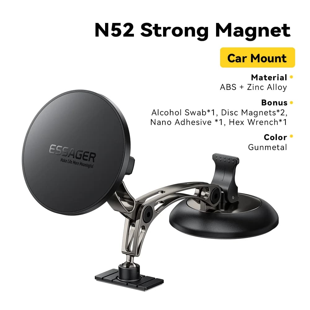 15W Magnetic Wireless Charger Car Mount with Rotation