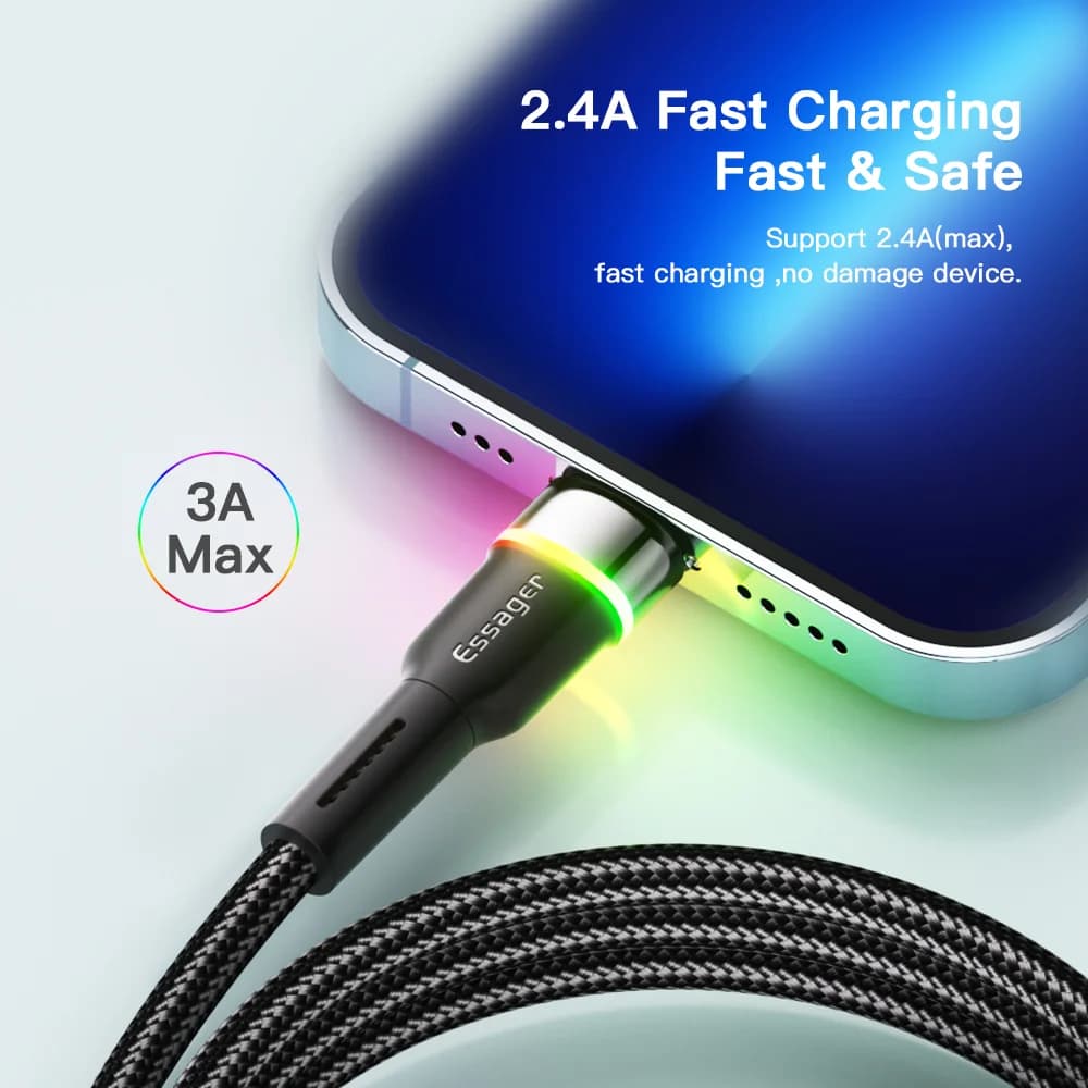 LED USB Fast Charging Data Cable for iPhone