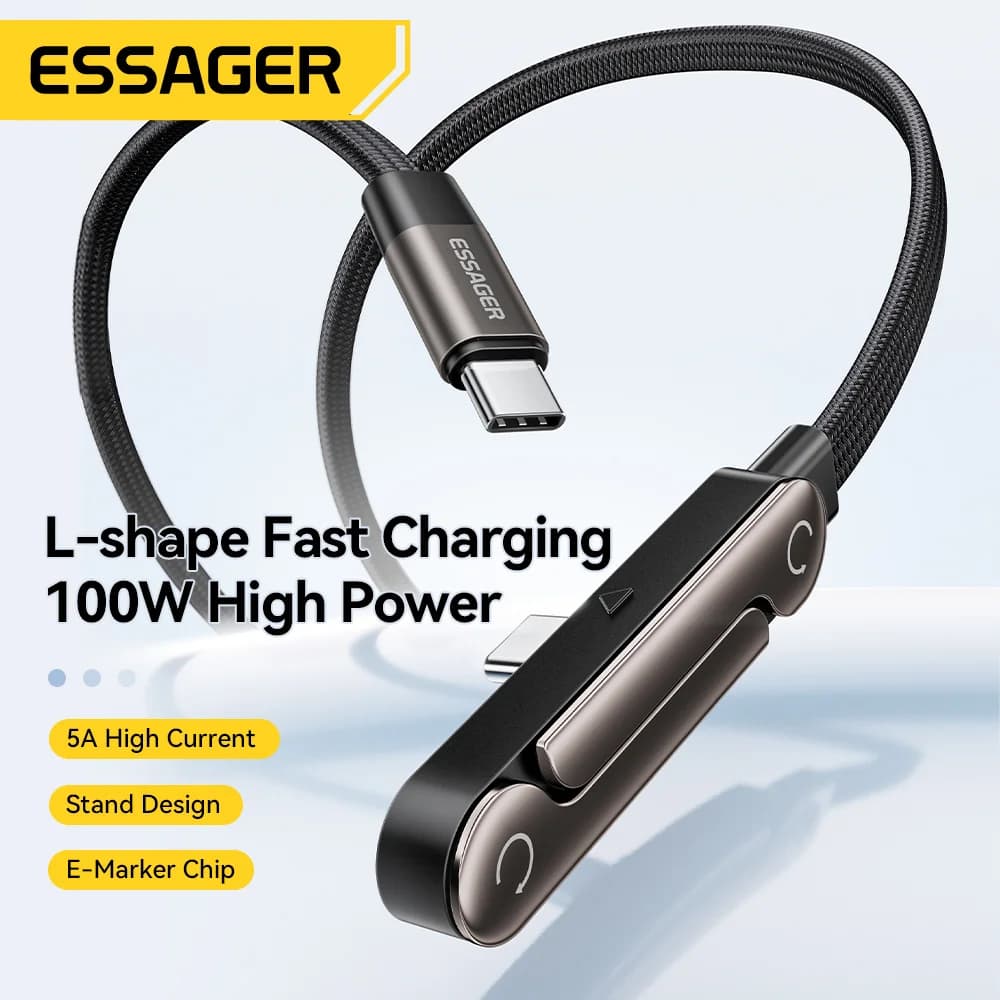 100W Foldable USB Type-C Cable with Phone Holder