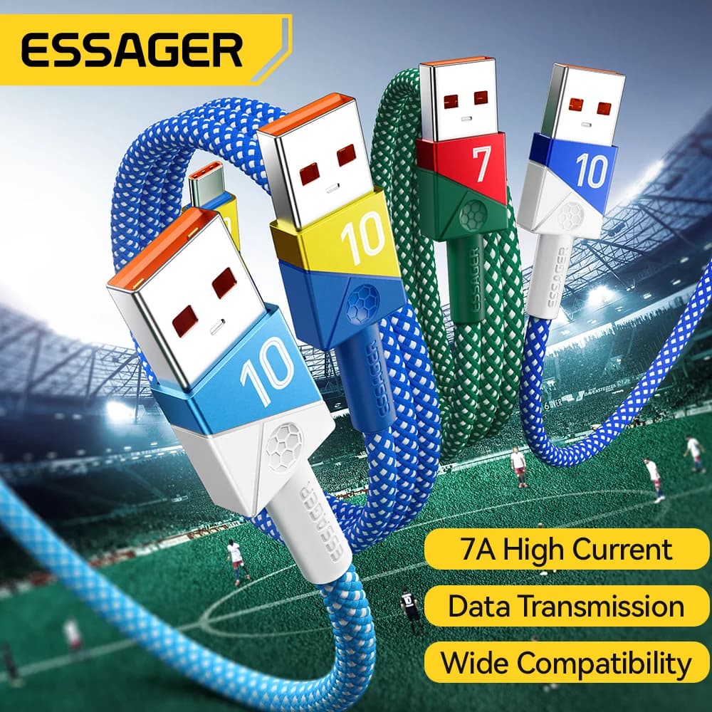 100W 7A USB-C Super Fast Charging Cable Team Colors