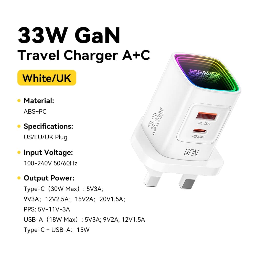 33W GaN USB-C PD Portable Charger