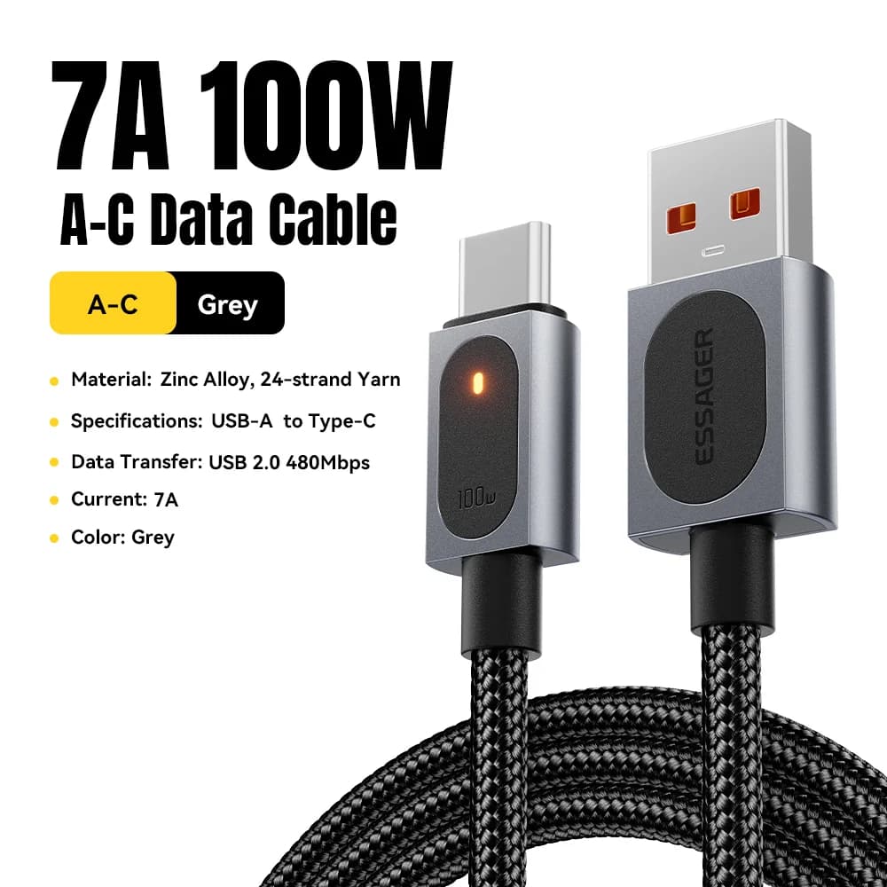 7A 100W USB-A to USB-C Fast Charging Cable