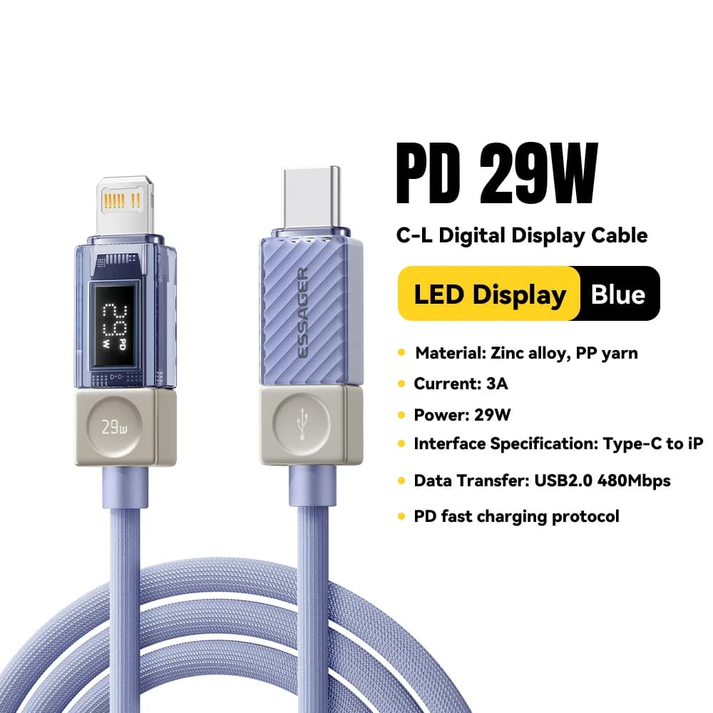 USB-C to Lightning Cable with Digital Display