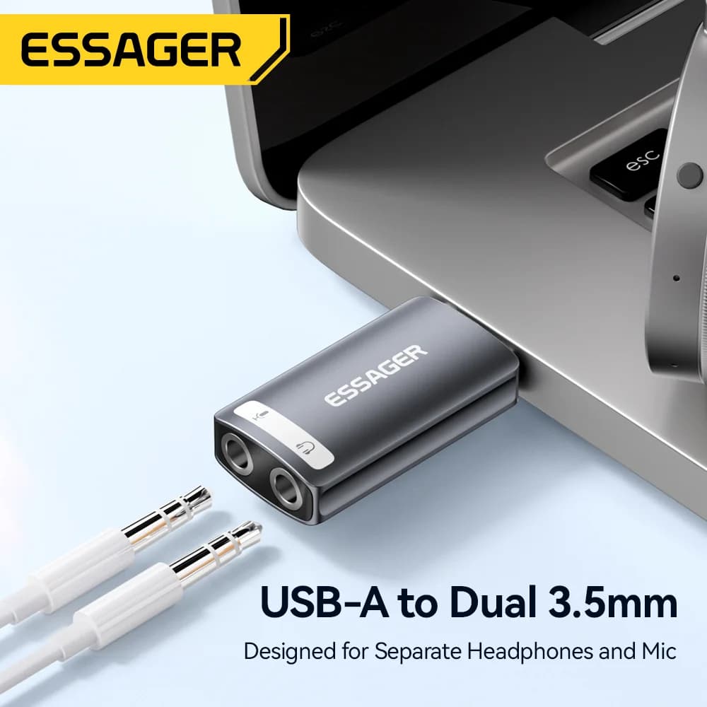 External USB Sound Card with 3.5mm Audio Adapter