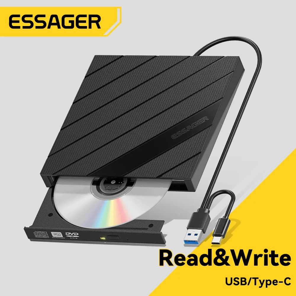 2-in-1 External USB CD/DVD Burner Optical Drive