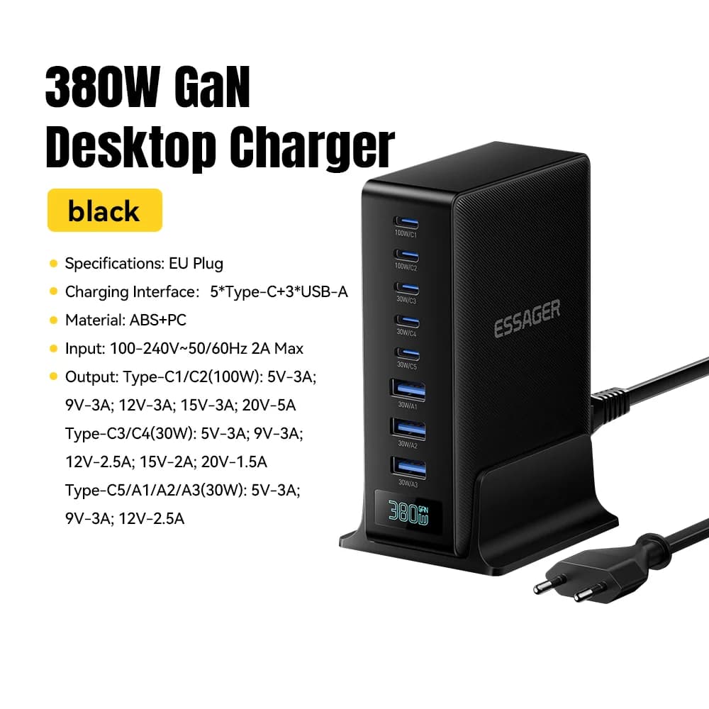 380W 8-in-1 GaN Desktop Charger Stand