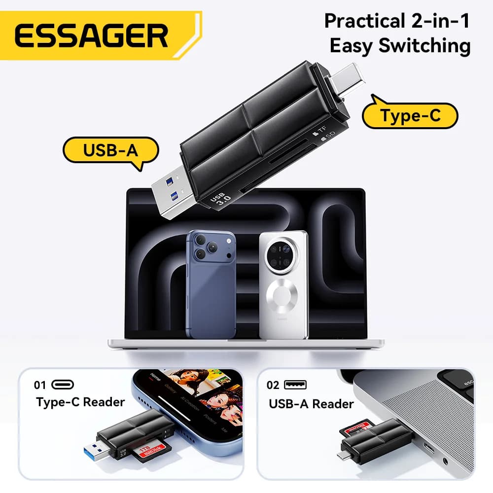 USB 3.0 and Type-C SD/Micro SD Card Reader