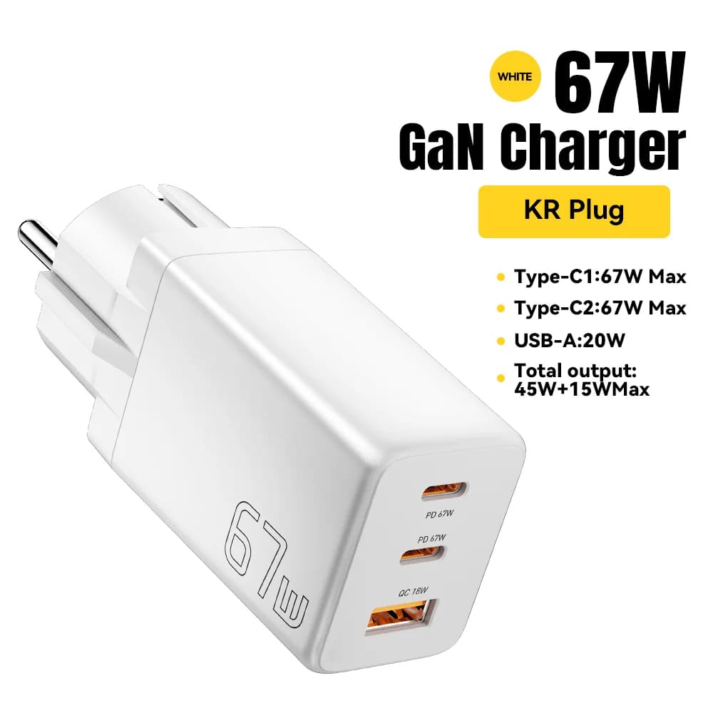 GaN USB Type-C Charger with EU/KR Plug Options