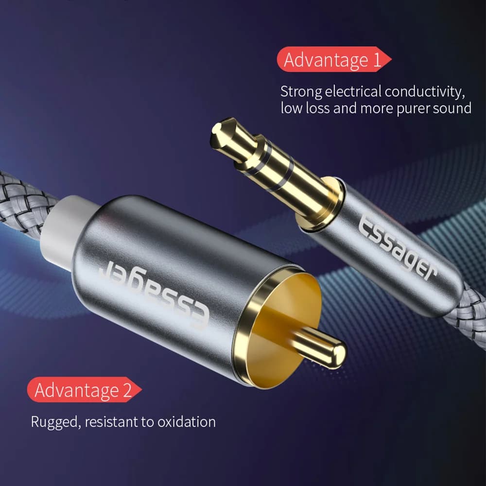 3.5mm Jack to Dual RCA Male Audio Splitter Cable