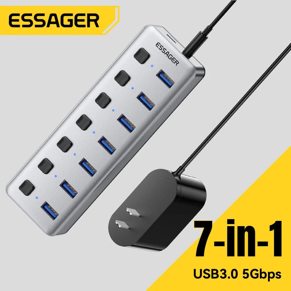 7-Port USB 3.0 Hub with 24W Power Adapter
