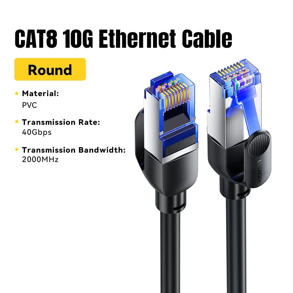 CAT8 Ethernet Cable with 40Gbps Speed and Braided Cord