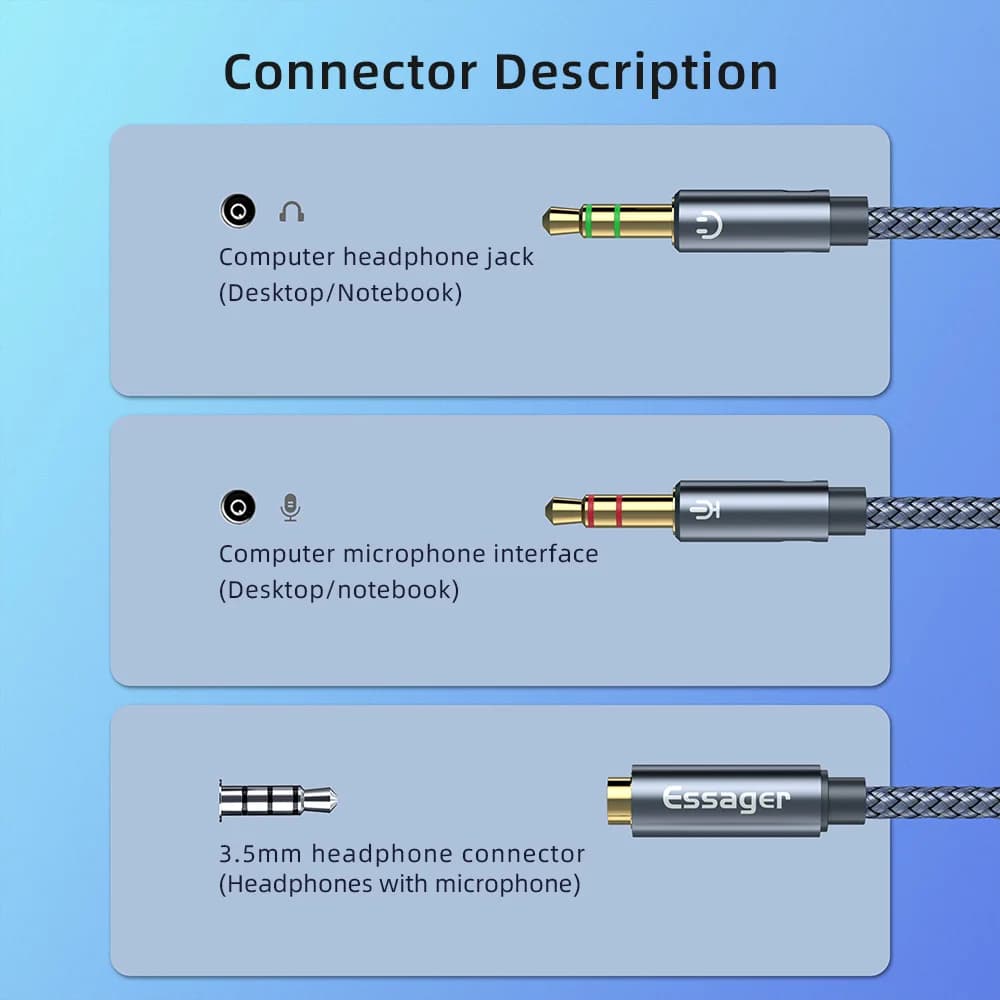 3.5mm Audio Splitter Y-Adapter Cable
