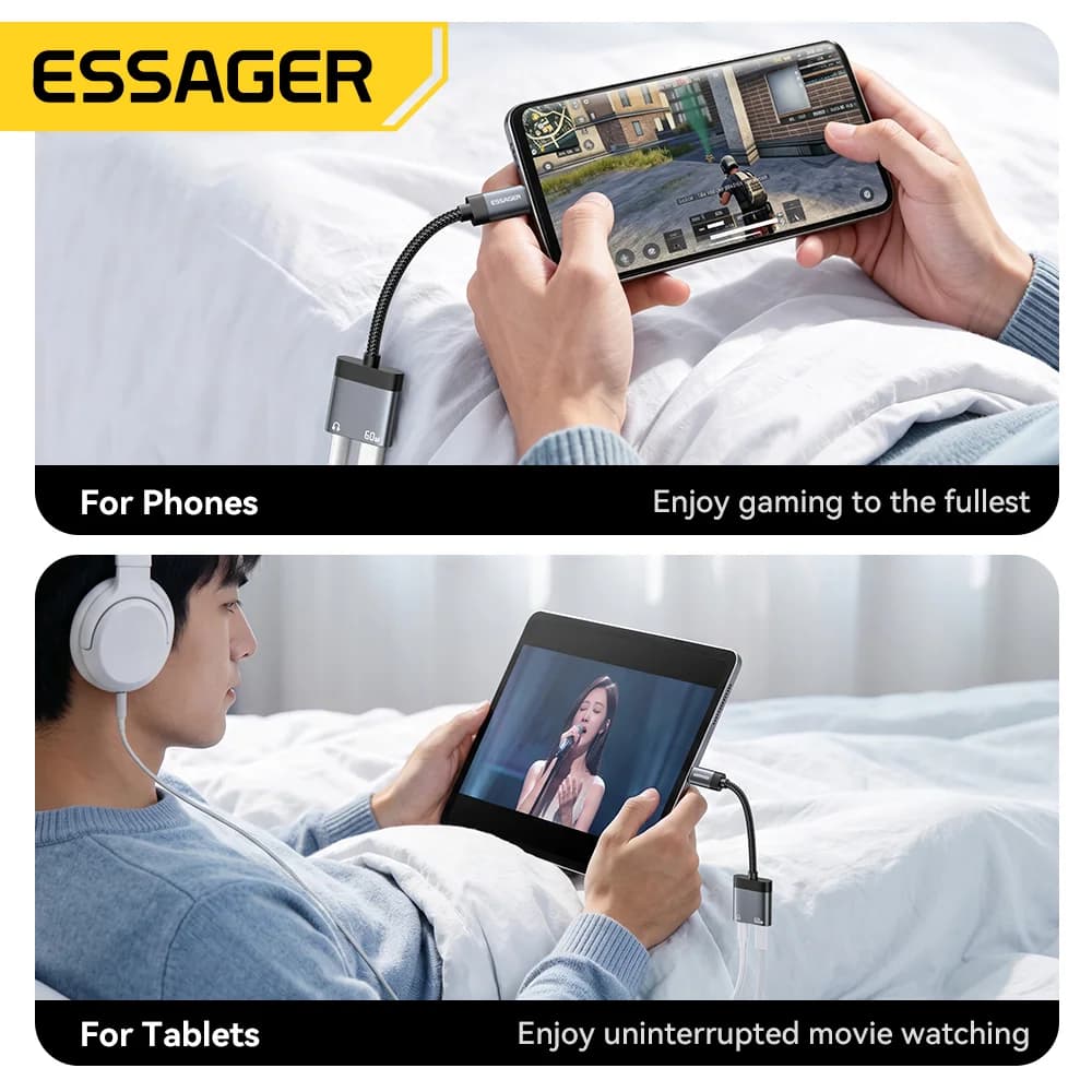 2-in-1 USB-C Audio and 60W PD Charging Splitter