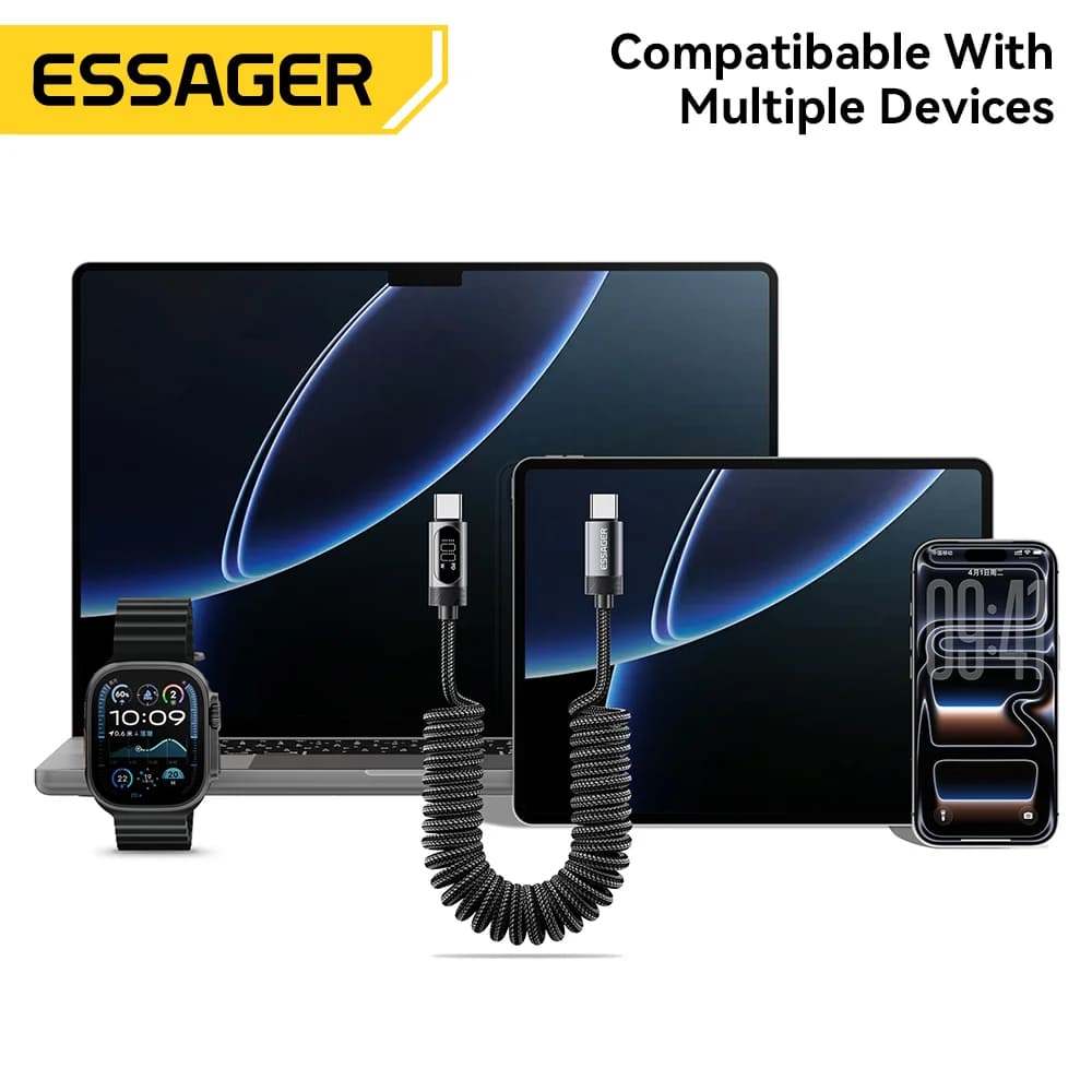 100W Spring USB-C to USB-C Car Cable