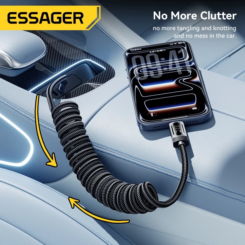 100W Spring USB-C to USB-C Car Cable