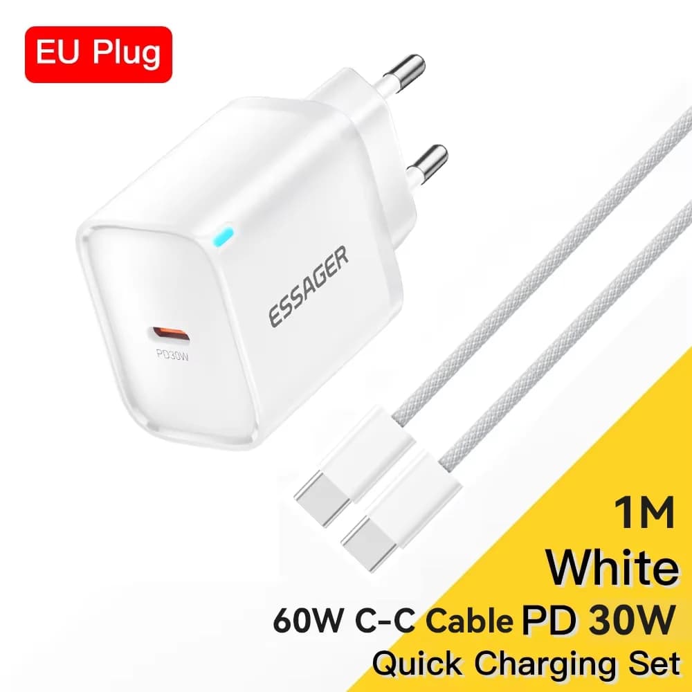 30W Mini USB-C Charger with Lightning Cable Set