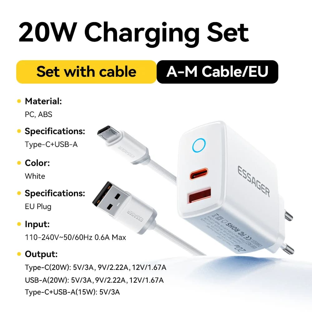 20W USB-C PD Fast Charger Set