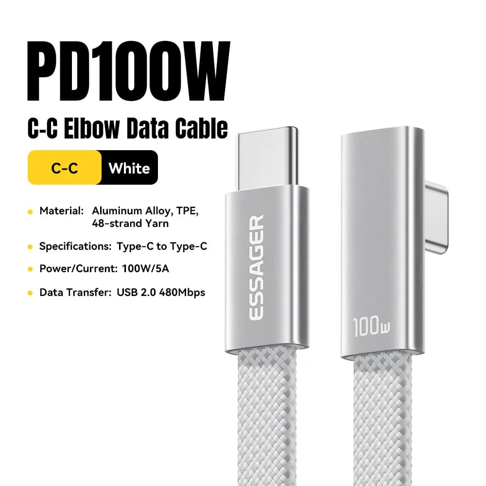 100W Elbowed USB-C Fast Charging Cable