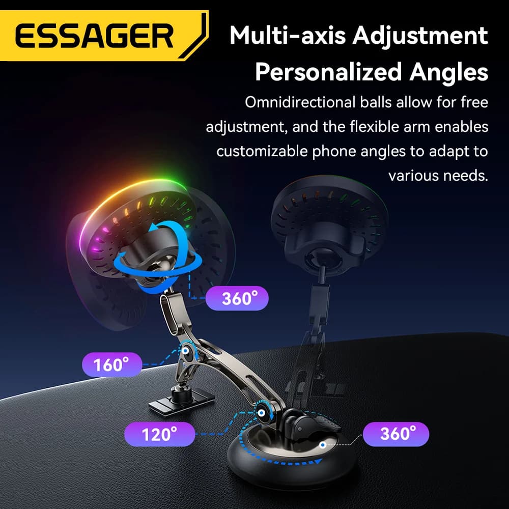 15W Magnetic Wireless Charger Car Mount with Rotation