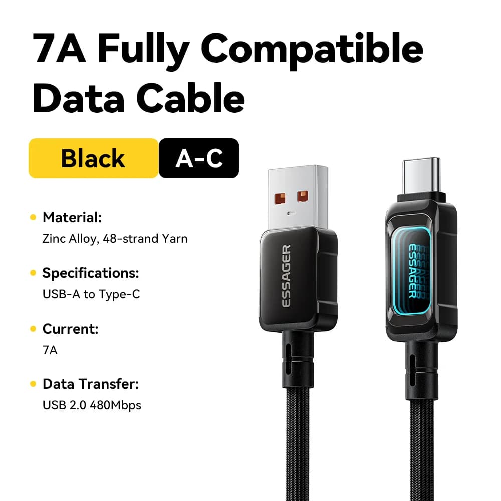 100W LED USB-C to USB-C Fast Charging Cable