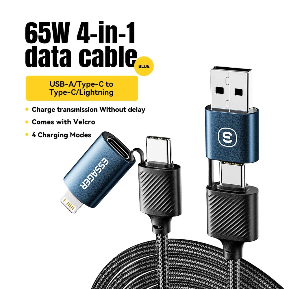 4-in-1 USB-C Cable, 65W PD Fast Charging