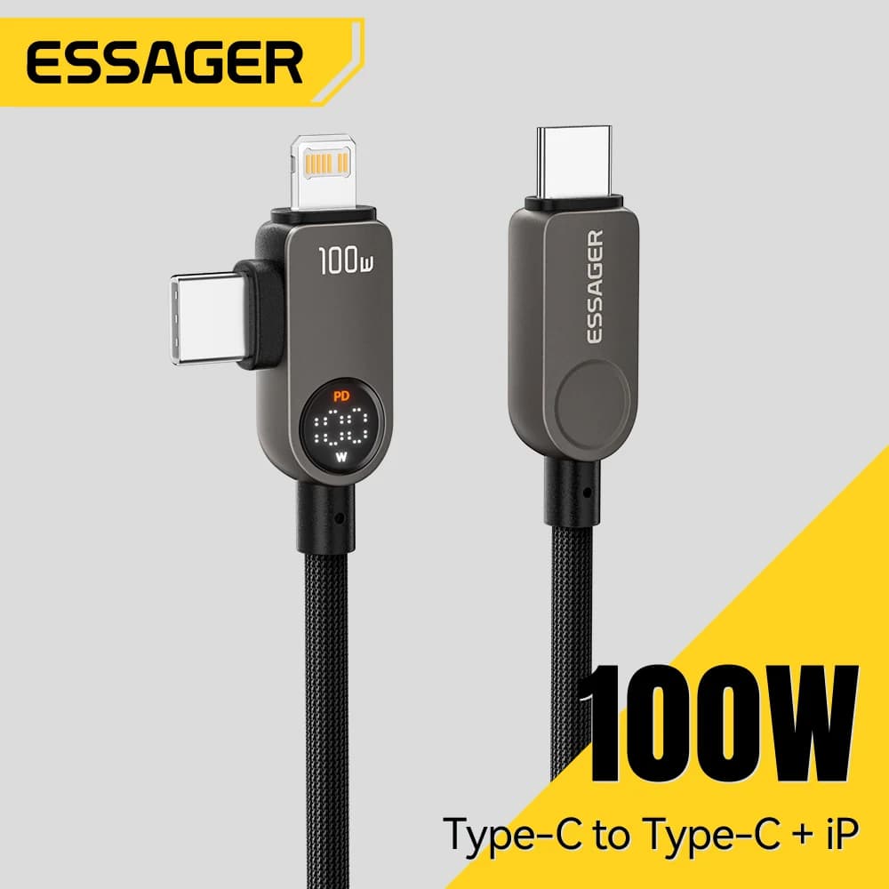 2-in-1 USB-C to Lightning Cable, 100W PD