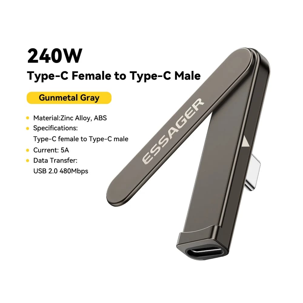 240W 2-in-1 Foldable USB-C OTG Adapter with Stand