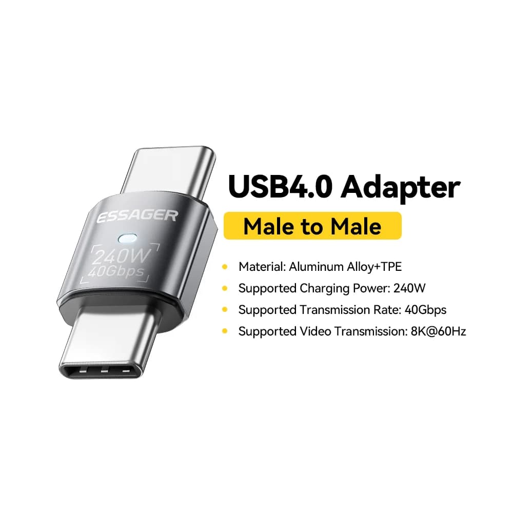 USB4.0 240W 90-Degree OTG Data Adapter 8K