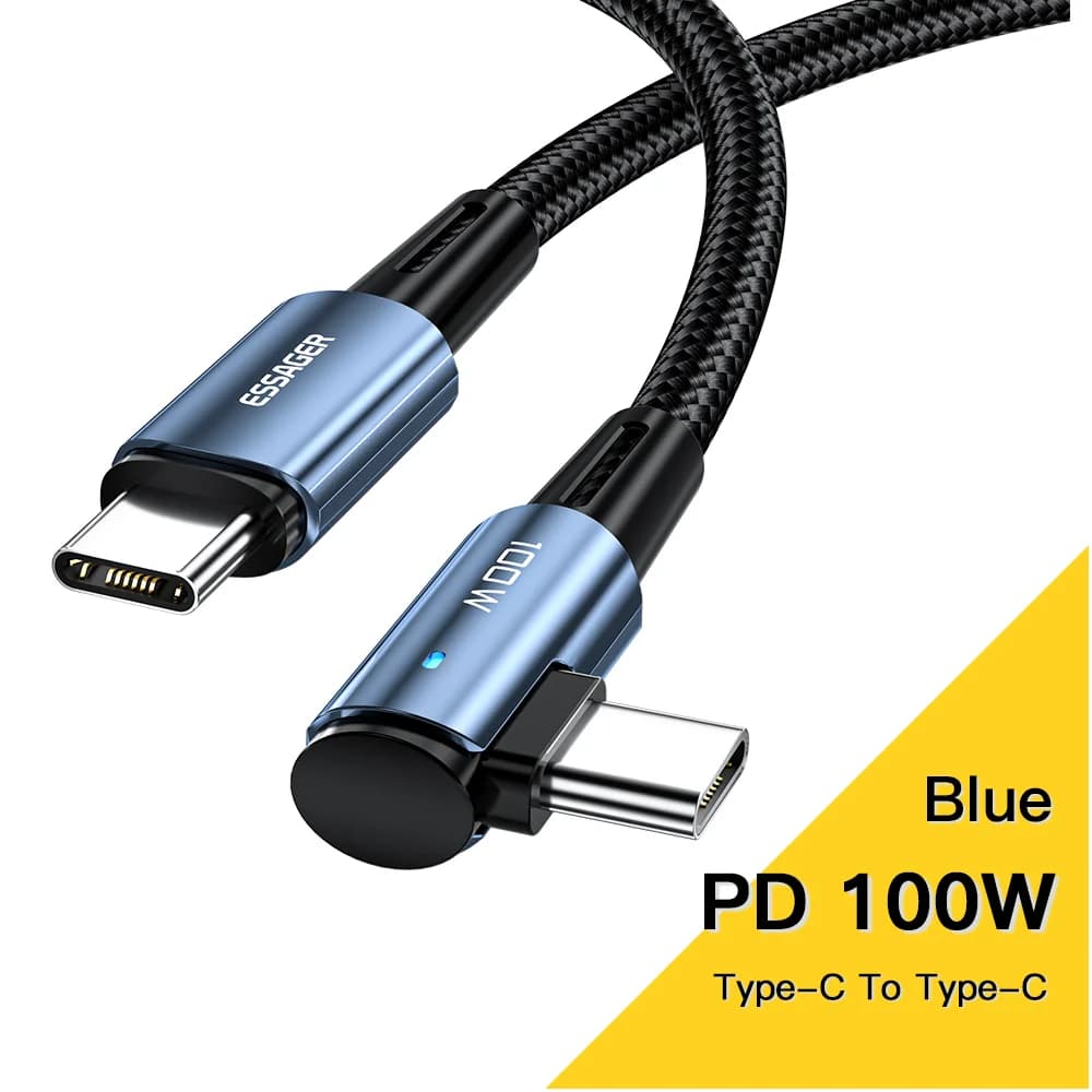 100W 90-Degree USB-C to USB-C Fast Charging Cable