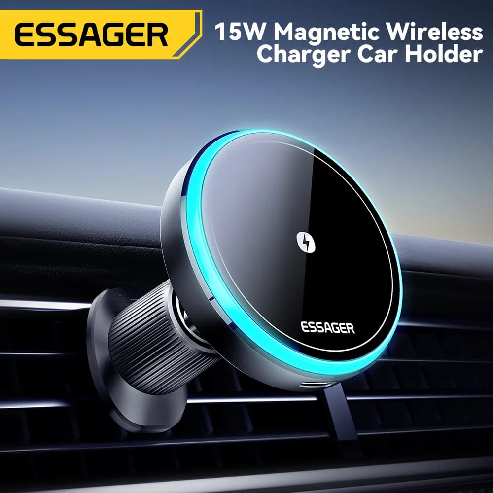 15W Magnetic Wireless Car Charger Mount with LED