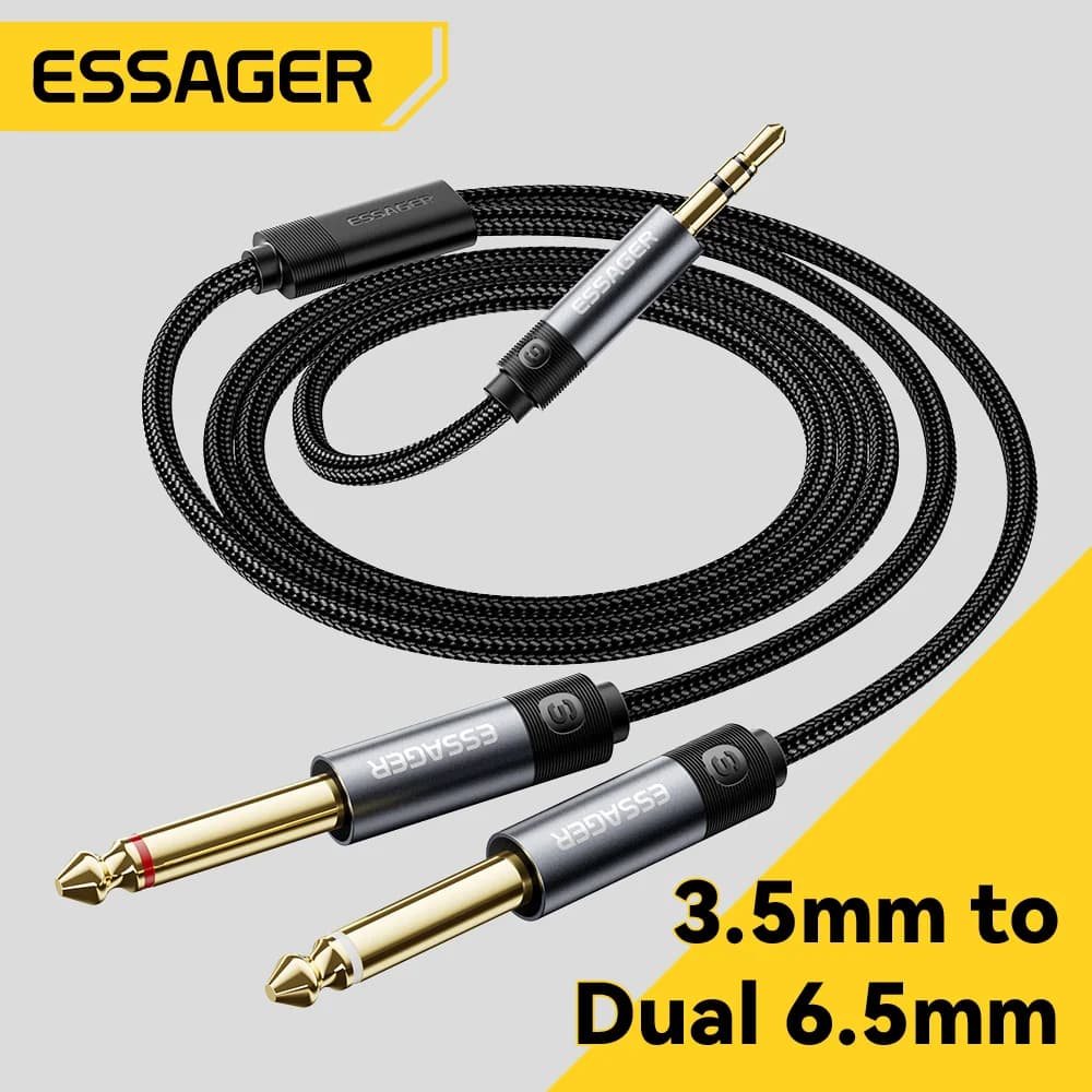 3.5mm to Dual 6.35mm Stereo Audio Adapter Cable