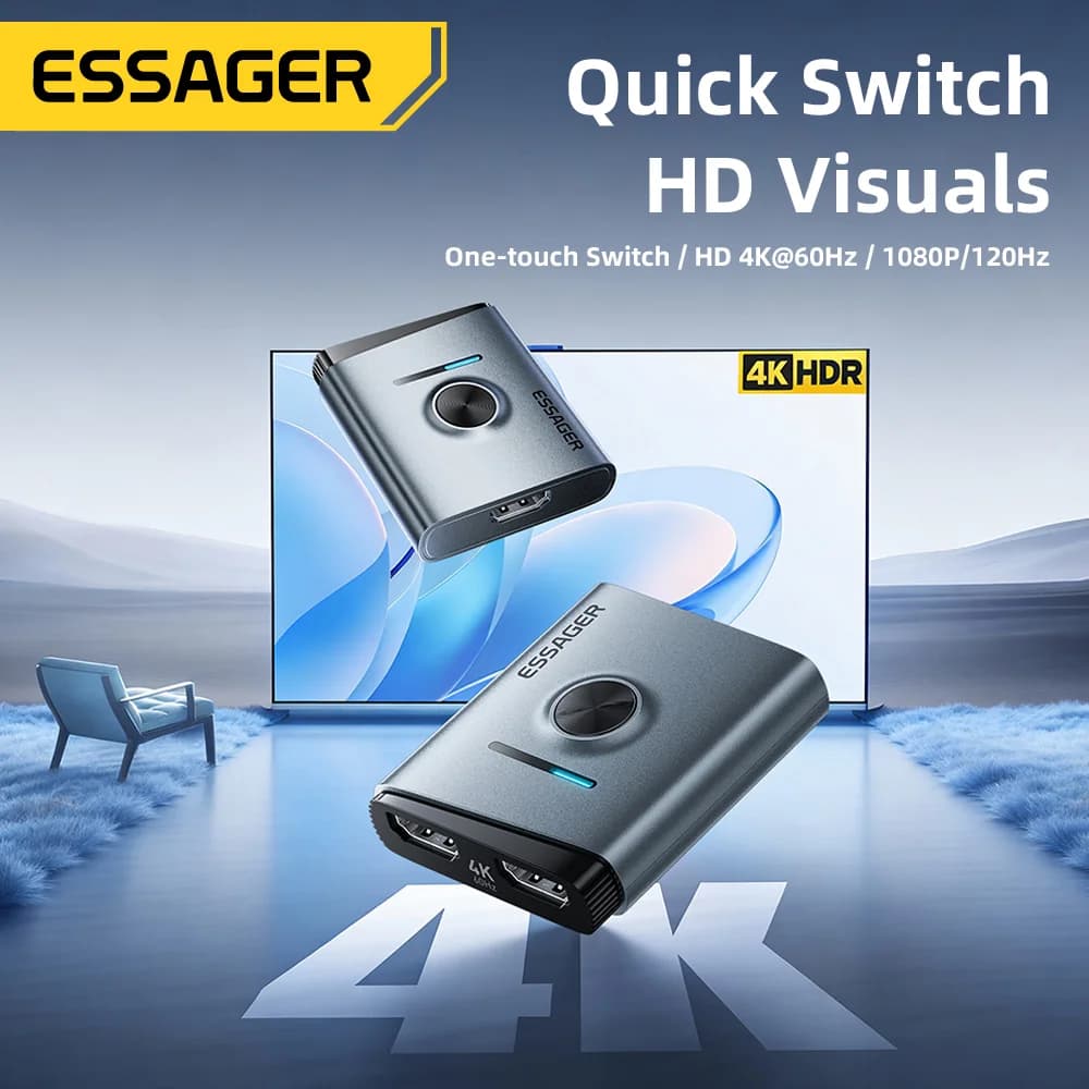 4K 60Hz HDMI Switcher 2-in-1 Splitter Adapter
