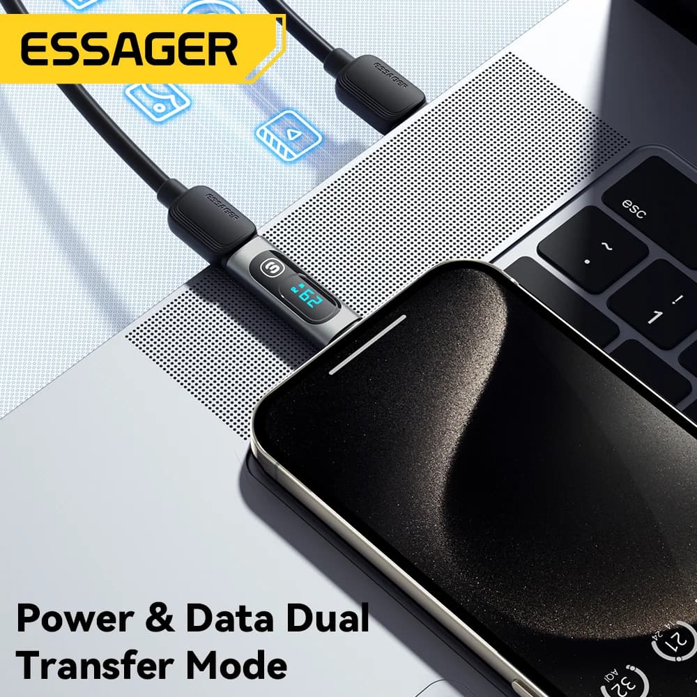 USB-C to USB-C OTG Adapter with Digital Display