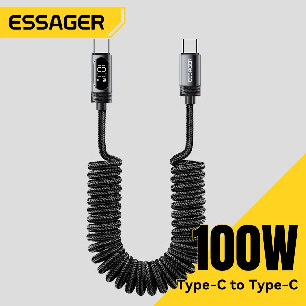 100W Spring USB-C to USB-C Car Cable