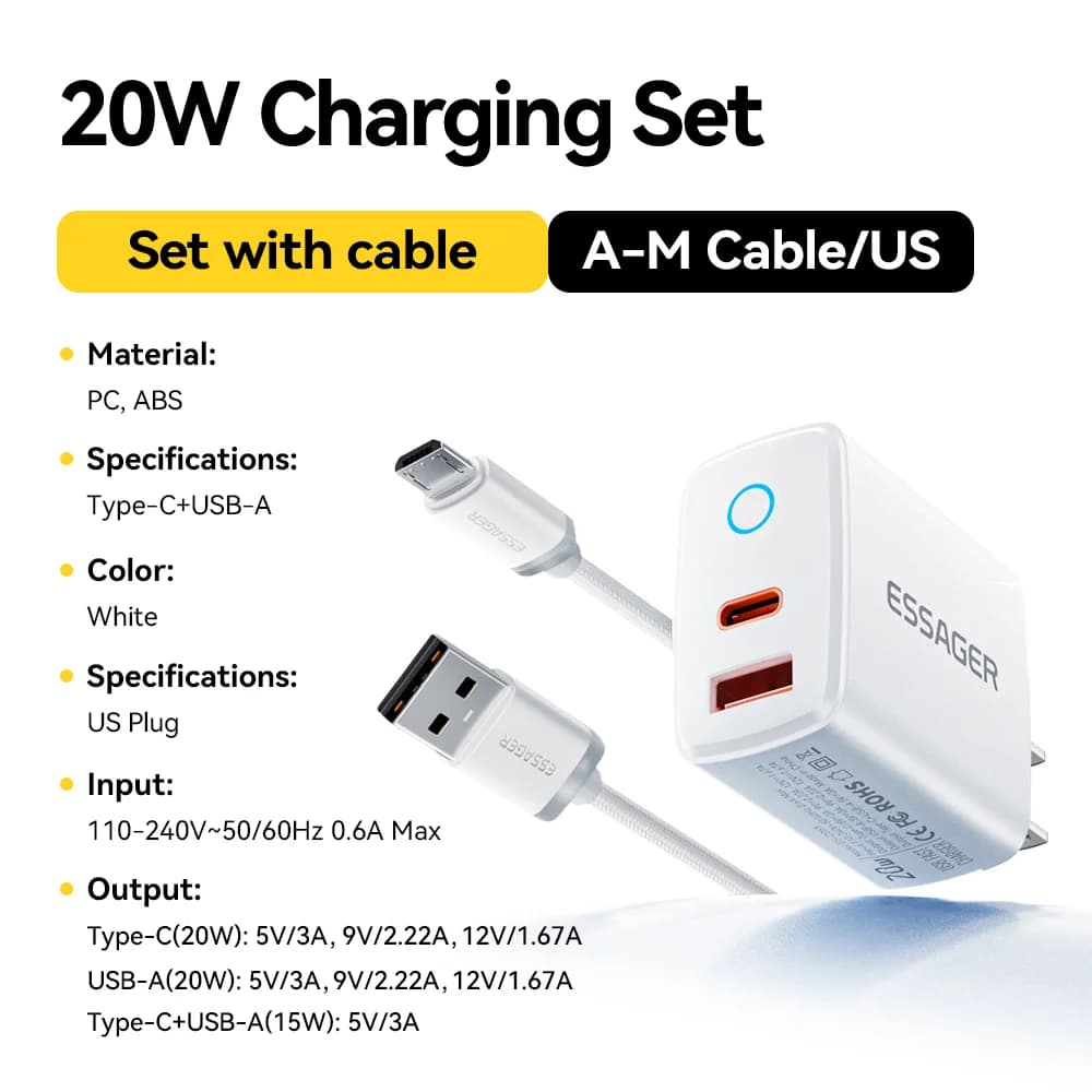 20W USB-C PD Fast Charger Set